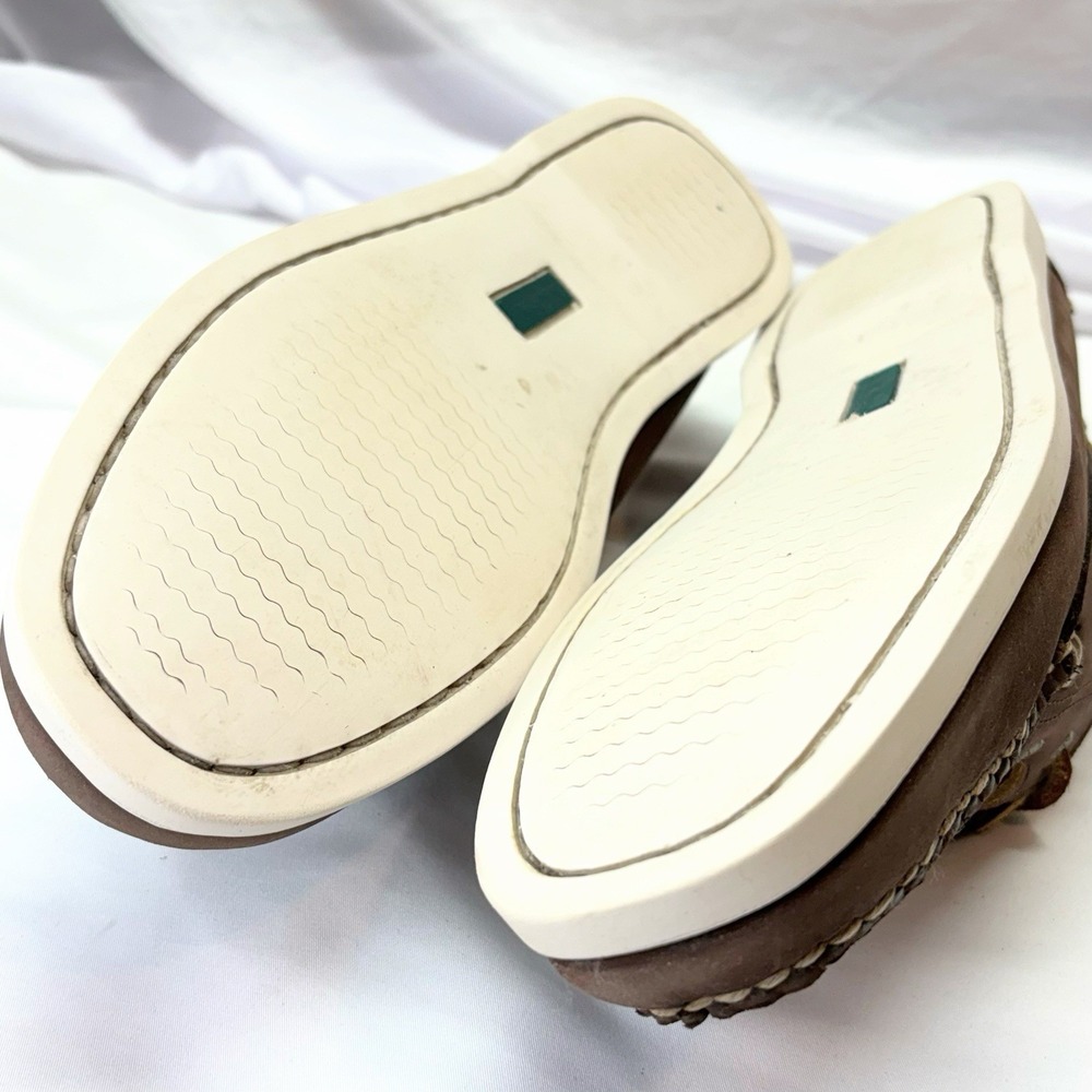 LL Bean Casco Bay Leather Boat Shoes Mens US 10.5 D Brown Moccasin Loafers‎ - Picture 8 of 14